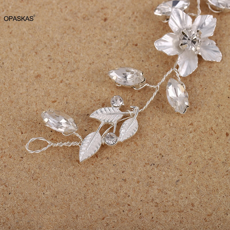 Nuotakos plaukų juosta Gėlėti Tiarasl Vestuviniai plaukų aksesuarai Moterims Krištolo lydinio grandinės galvos juostos Rankų darbo santuokos plaukų papuošalai