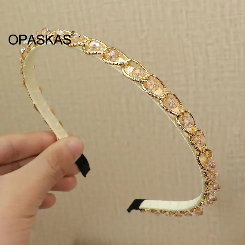 Dimanta matu lente kāzu matu stīpas, pilnas ar spīdīgām kristāla tiārām Modes meiteņu saderināšanās princeses kroņa šarms līgavas rotaslietas