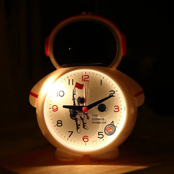 Астронавт Творчески детски светещ будилник Анимационен настолен часовник с астронавт Функция за отчитане на времето Деца Сладък часовник за секунди