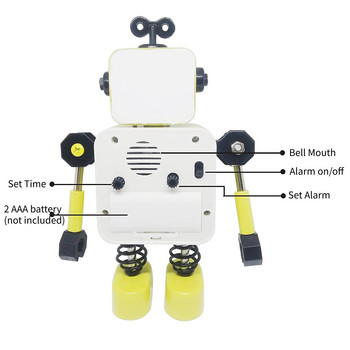 Ξυπνητήρι ρομπότ, Ρολόι αφύπνισης που δεν χτυπάει με φώτα ματιών που αναβοσβήνουν και περιστρεφόμενο βραχίονα, δώρο για παιδιά, αστεία διακόσμηση για γραφείο