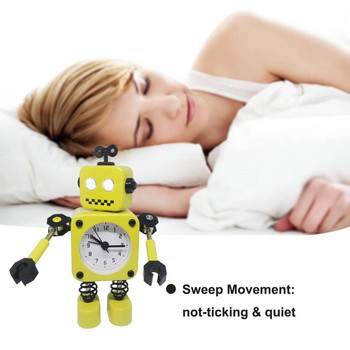 Ξυπνητήρι ρομπότ, Ρολόι αφύπνισης που δεν χτυπάει με φώτα ματιών που αναβοσβήνουν και περιστρεφόμενο βραχίονα, δώρο για παιδιά, αστεία διακόσμηση για γραφείο