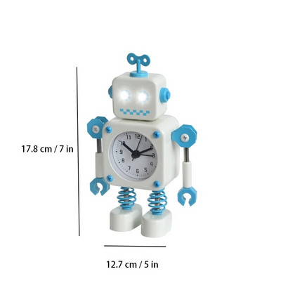 Robot budilica, sat za buđenje koji ne otkucava s bljeskajućim svjetlima za oči i rotirajućom rukom, poklon za djecu, smiješni ukrasi za stol