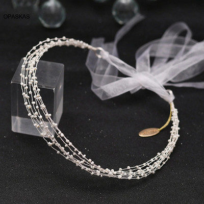 Μαλλιά με χάντρες Διπλή στρώση Τιάρες Νυφικό κόσμημα για γυναίκες Γούρι με στέμμα με πέρλες πριγκίπισσα Αξεσουάρ για τα μαλλιά γάμου Δώρα για πάρτι