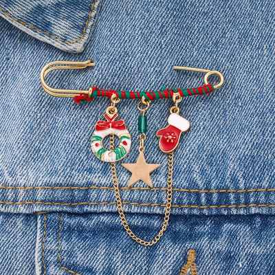 Modni božićni broš igla za žene muškarce Djed Mraz pahuljica Božićno drvce Zvono Emajlirani broš Novogodišnji Božićni ukras Poklon