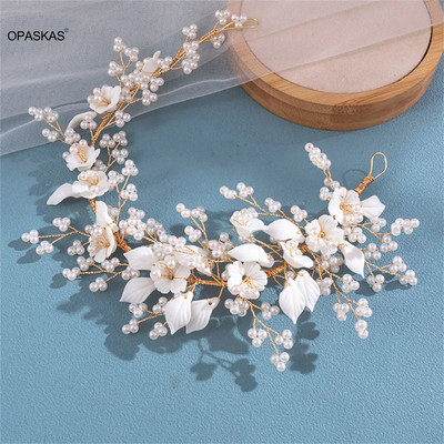 Biserna cvjetna traka za kosu Vjenčani dodaci za kosu Kristalni obruč za kosu za djevojke 2023. Nove tijare Nakit za kosu za mladenke Vjenčane krune Bižuterije