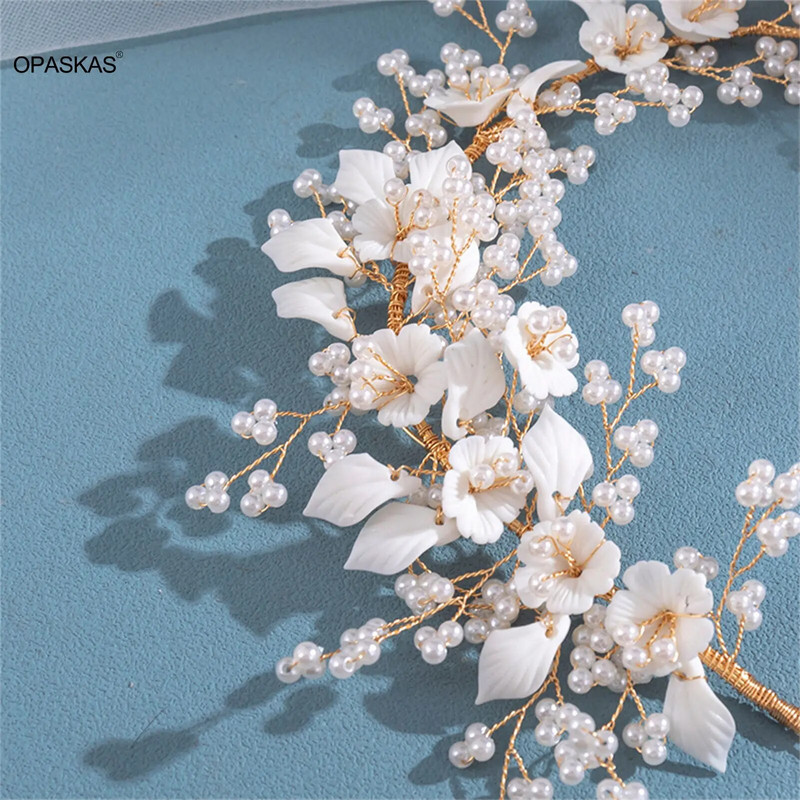 Biserna cvjetna traka za kosu Vjenčani dodaci za kosu Kristalni obruč za kosu za djevojke 2023. Nove tijare Nakit za kosu za mladenke Vjenčane krune Bižuterije