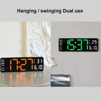 Ψηφιακό Ξυπνητήρι LED 13 ιντσών Ώρα Ημερομηνία Θερμοκρασία Εμφάνιση Εβδομάδας Επιτοίχιο Ηλεκτρονικό ρολόι τοίχου για διακόσμηση σπιτιού κρεβατοκάμαρας