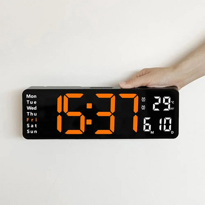 13-inčni LED digitalni budilica Vrijeme Datum Temperatura Prikaz tjedna Zidni elektronički zidni sat za uređenje doma u spavaćoj sobi
