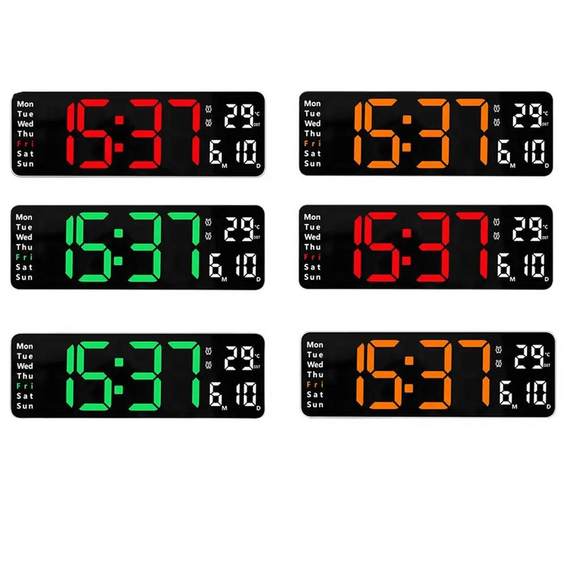 13-inčni LED digitalni budilica Vrijeme Datum Temperatura Prikaz tjedna Zidni elektronički zidni sat za uređenje doma u spavaćoj sobi