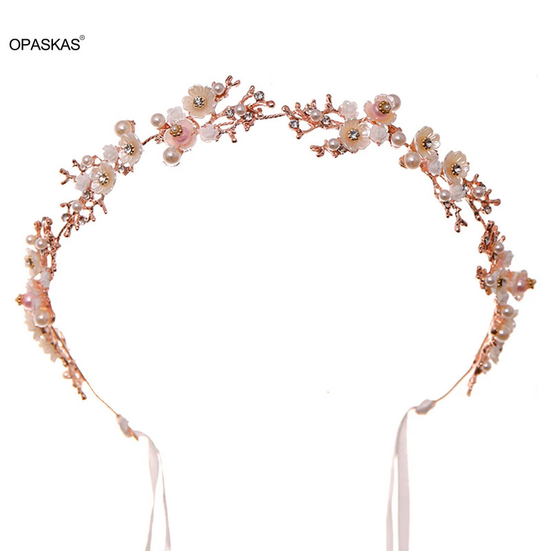 Μόδα Λουλούδια Κορδέλες Μαλλιών Τιάρες Γάμου Αξεσουάρ Μαλλιά Μαργαριτάρι Νύφη Στεφάνη κεφαλής Πριγκίπισσα Μαλλιά κοσμήματα Δώρα για γυναίκες