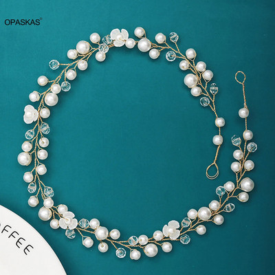 Kāzu pērļu matu lente Kāzu matu aksesuāri Ziedu pērlīšu galvas lentes Tiāras Modes matu stīpa Princeses matu rotaslietas kroņa dāvana