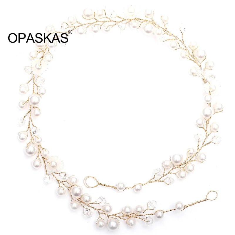 Kāzu pērļu matu lente Kāzu matu aksesuāri Ziedu pērlīšu galvas lentes Tiāras Modes matu stīpa Princeses matu rotaslietas kroņa dāvana