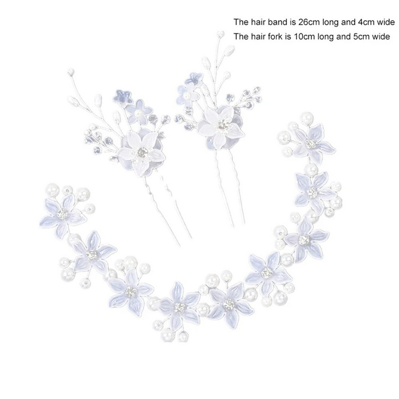 Sudraba matu stīpas matu sprādzes komplekts ziedu pērļu matu lentes Princeses kāzu matu aksesuāri Luksusa akrila tiāras laulības rotaslietas