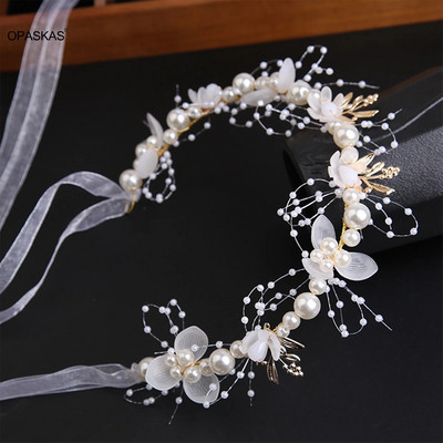 Leaf Pearl Hairband Αξεσουάρ για τα μαλλιά γάμου με κορδέλα για γυναίκες New Fahsion Floral κοριτσίστικες κεφαλές Νυφικές τιάρες κοσμήματα μαλλιών