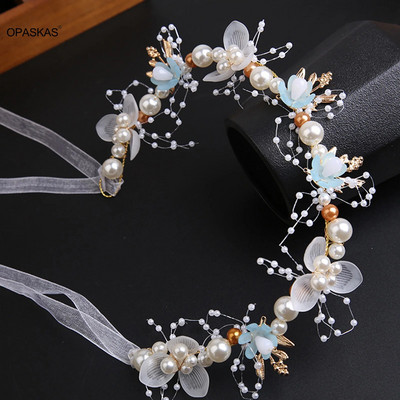 Leaf Pearl juuksepael Pulmade juuste aksessuaarid lindiga naistele New Fahsion lillelised Tüdrukute peapaelad Pruudi tiaarad Juukseehted