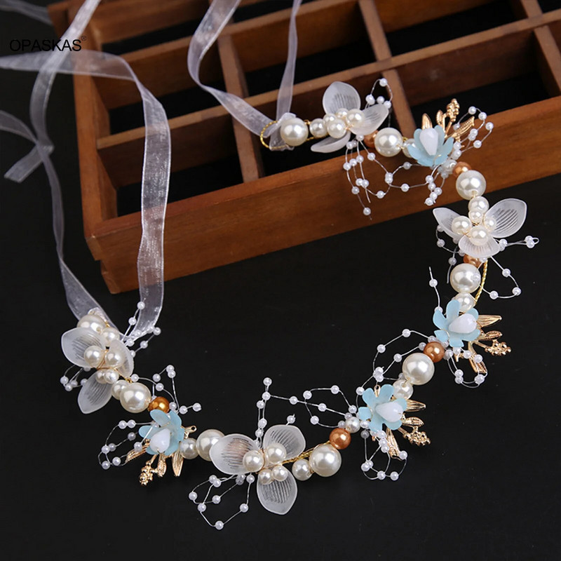 Leaf Pearl juuksepael Pulmade juuste aksessuaarid lindiga naistele New Fahsion lillelised Tüdrukute peapaelad Pruudi tiaarad Juukseehted