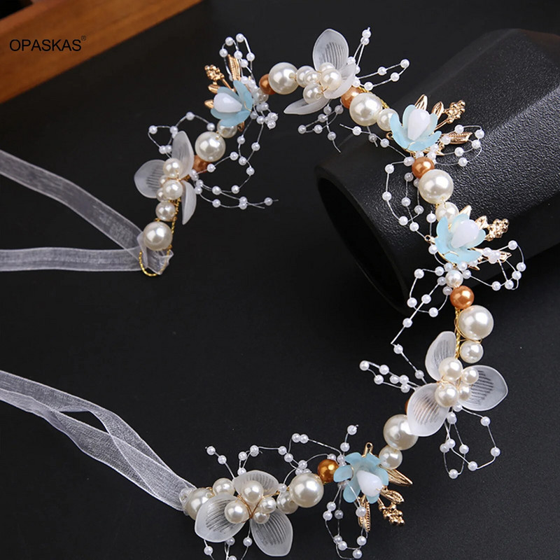 Leaf Pearl juuksepael Pulmade juuste aksessuaarid lindiga naistele New Fahsion lillelised Tüdrukute peapaelad Pruudi tiaarad Juukseehted