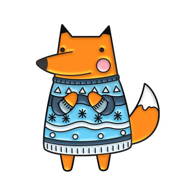 Happy Winter σμάλτο καρφίτσες προσαρμοσμένες Bird Cat Fox Turtle Goose καρφίτσες σήματα πέτο Ζώο πουλόβερ κοσμήματα Δώρο για παιδιά φίλους