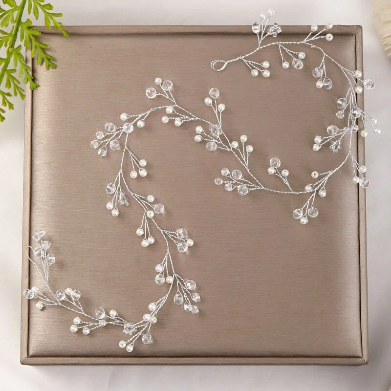 Vintage roku darbs, pērļu imitācijas kristāla galvas saite sievietēm matu lente līgavu kāzu rotaslietas galvassegas matu aksesuāri XH