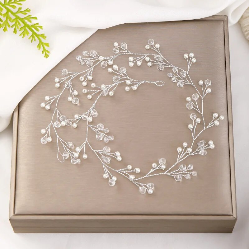 Vintage roku darbs, pērļu imitācijas kristāla galvas saite sievietēm matu lente līgavu kāzu rotaslietas galvassegas matu aksesuāri XH