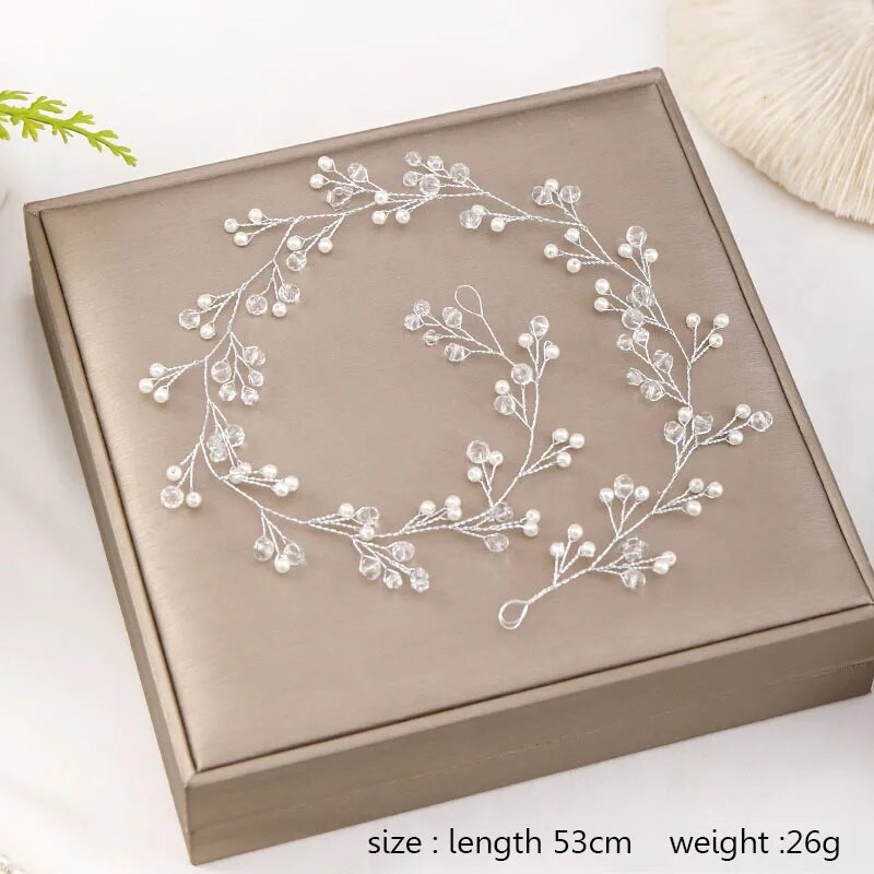 Vintage roku darbs, pērļu imitācijas kristāla galvas saite sievietēm matu lente līgavu kāzu rotaslietas galvassegas matu aksesuāri XH