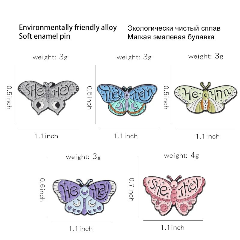 Liblikas emailiga nööpnõel Multifilm Nõid Loomad Pross Märgid Putukad Punk Reväärid Riided Naistele Lapsed Ehted Seljakott Kingitus sõpradele