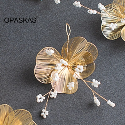 Trake za glavu za mladenke Tijare za žene Zlatni biserni cvijet Trake za kosu Zaručnički ukrasi za glavu Vjenčani dodaci za kosu Noiva nakit