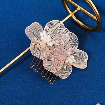 Trake za glavu za mladenke Tijare za žene Zlatni biserni cvijet Trake za kosu Zaručnički ukrasi za glavu Vjenčani dodaci za kosu Noiva nakit