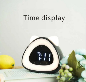 Ψηφιακό ρολόι ξυπνητηριού Led Ψηφιακό ρολόι κομοδίνου Επιτραπέζιο ρολόι αφύπνισης φωτιστικό σε σχήμα γάτας Επιτραπέζιο ελεγχόμενο ήχο Ηλεκτρονικό ρολόι με θερμόμετρο