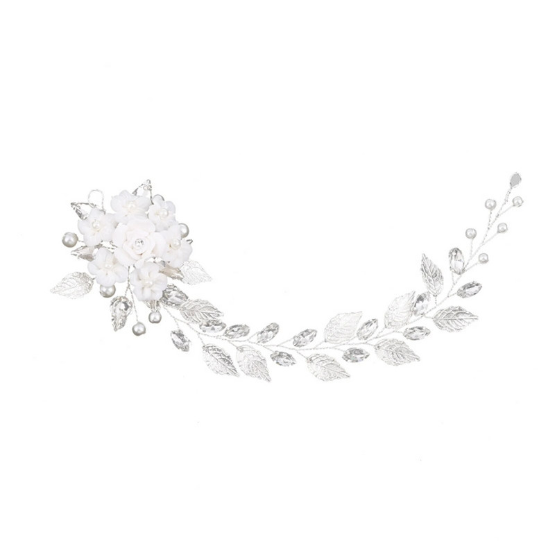 Pulmad Juuksepael Pruudi Juukseehted Valged Lilled Peapaelad Mood Pärlihelmed Tiaarad Peakatted Elegantsed Tüdrukud Ball Abielu Bijoux