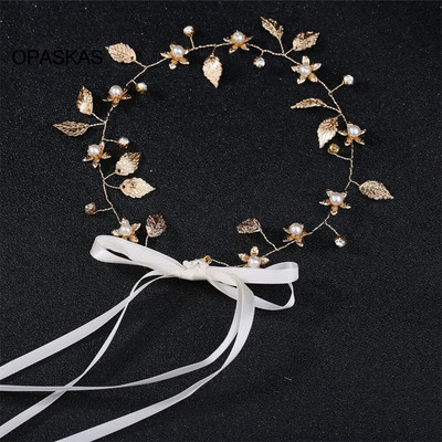 Lehed Juuksepael Pulma Tiaras Kroonpärli lilleline peapael Princess Party Diadem Juukserõngas Lindiga Pruudi Juukseehted