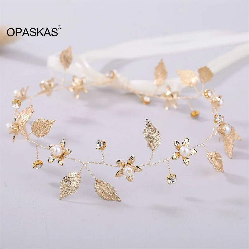 Lehed Juuksepael Pulma Tiaras Kroonpärli lilleline peapael Princess Party Diadem Juukserõngas Lindiga Pruudi Juukseehted