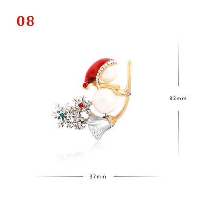 Novogodišnji božićni broš za žene, modni snjegović, šešir Djed Mraz, jelen, zvono, značka s dijamantima, rever, emajlirane igle, slatki nakit