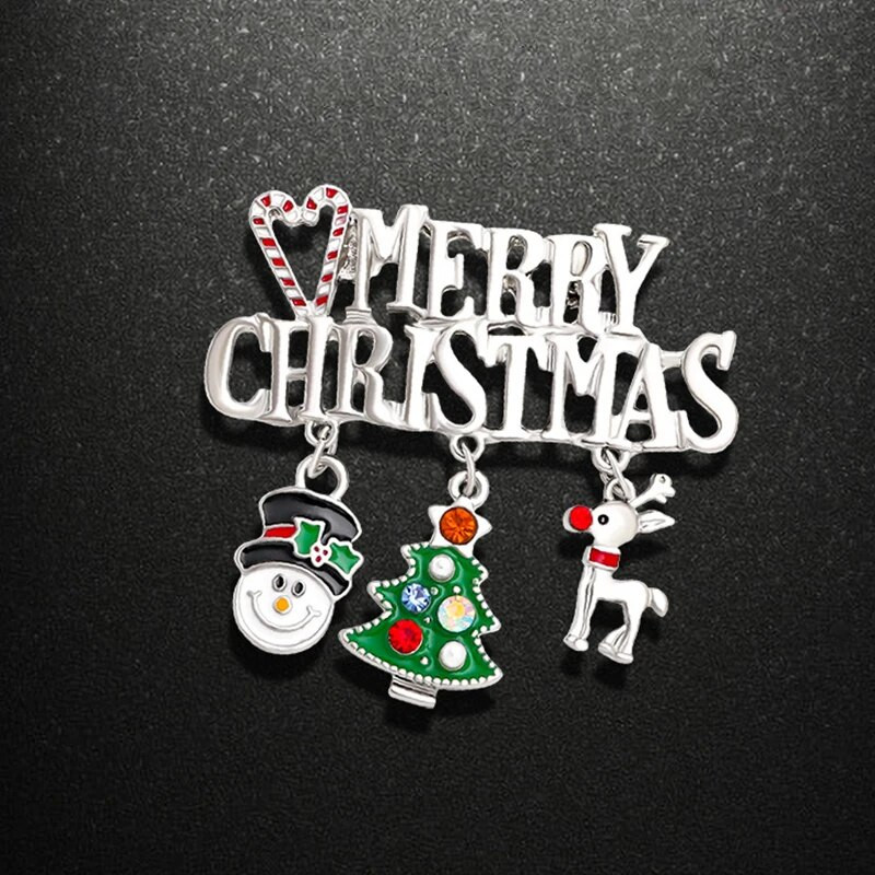 Novogodišnji božićni broš za žene, modni snjegović, šešir Djed Mraz, jelen, zvono, značka s dijamantima, rever, emajlirane igle, slatki nakit