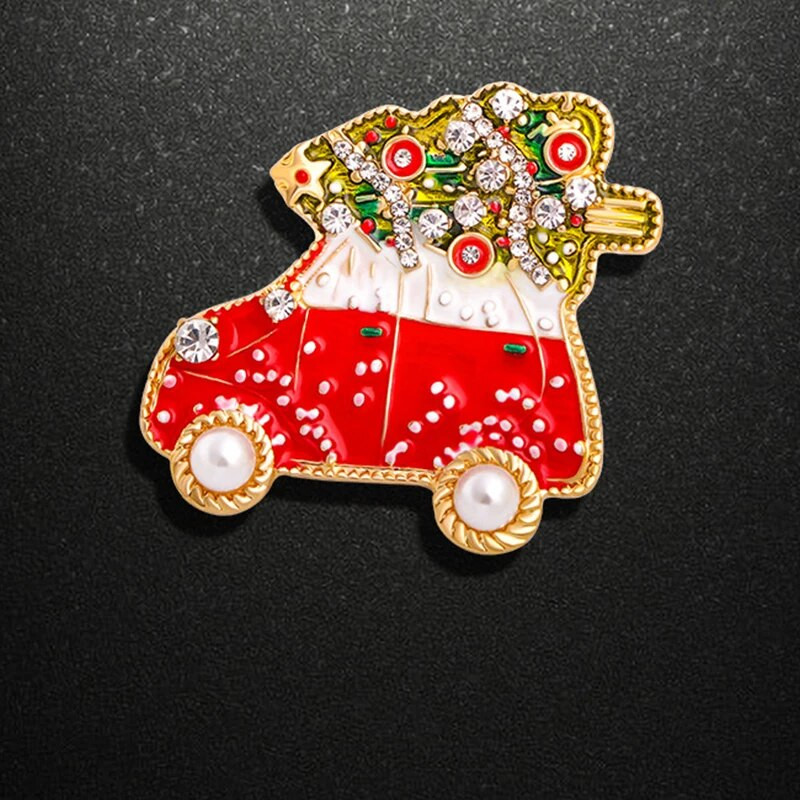 Novogodišnji božićni broš za žene, modni snjegović, šešir Djed Mraz, jelen, zvono, značka s dijamantima, rever, emajlirane igle, slatki nakit