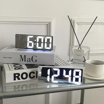 Огледало Настолен часовник Интелигентен LED часовник Цифрова USB аларма Snooze Дисплей Нощна лампа Настолен USB будилник Домашен декор