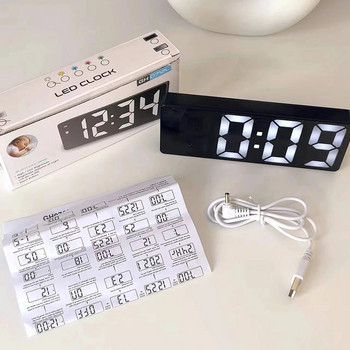 Επιτραπέζιο ρολόι καθρέφτη Έξυπνο ρολόι LED Ψηφιακό ξυπνητήρι USB Αναβολή Εμφάνιση Φωτισμός νύχτας Επιτραπέζιο Ξυπνητήρι USB Διακόσμηση σπιτιού