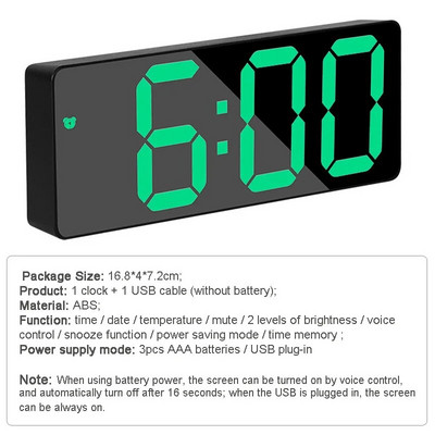 Peegellauakell Nutikas LED-kell Digitaalne USB-äratuse edasilükkamise ekraan Öövalgus Lauaarvuti USB-äratuskell Kodukujundus