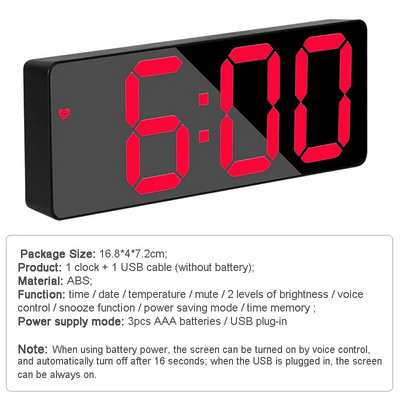 Peegellauakell Nutikas LED-kell Digitaalne USB-äratuse edasilükkamise ekraan Öövalgus Lauaarvuti USB-äratuskell Kodukujundus