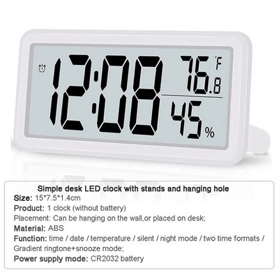 Peegellauakell Nutikas LED-kell Digitaalne USB-äratuse edasilükkamise ekraan Öövalgus Lauaarvuti USB-äratuskell Kodukujundus