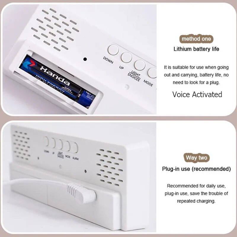 Peegellauakell Nutikas LED-kell Digitaalne USB-äratuse edasilükkamise ekraan Öövalgus Lauaarvuti USB-äratuskell Kodukujundus