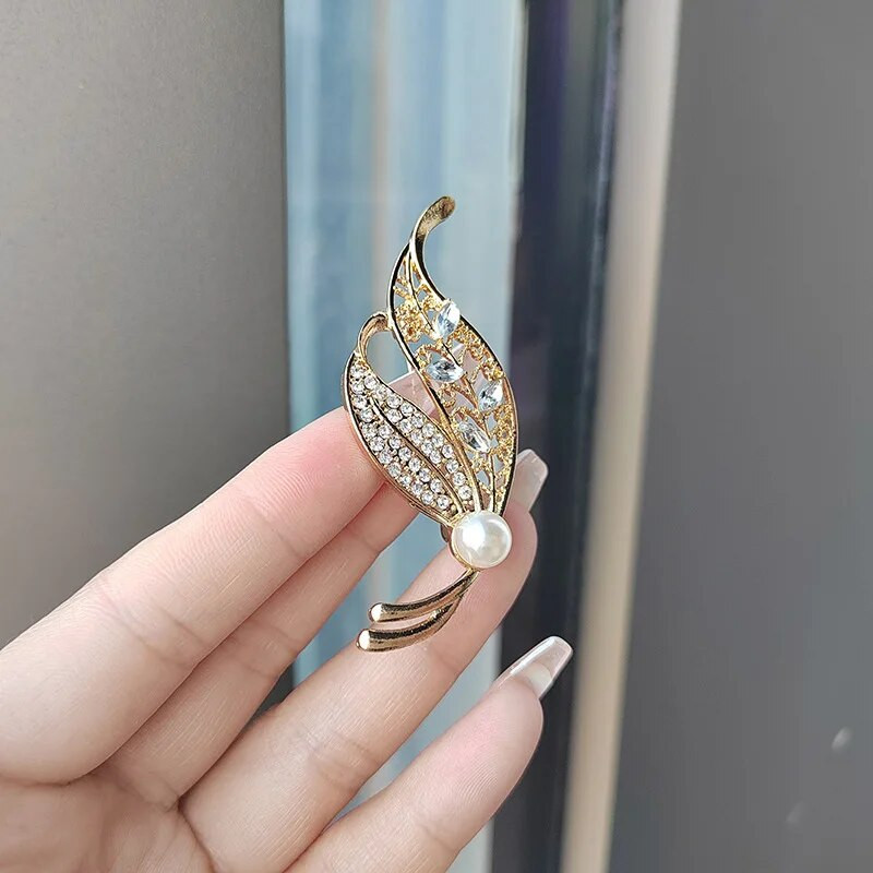 Mood Õrnad puulehtedest prossid Naistele Vintage kristallist kivist prossnõelad krae Kleit Rõivad Aksessuaarid Ehted