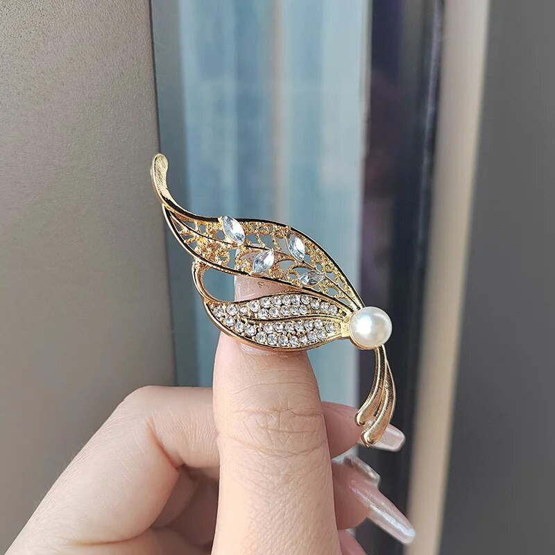 Mood Õrnad puulehtedest prossid Naistele Vintage kristallist kivist prossnõelad krae Kleit Rõivad Aksessuaarid Ehted