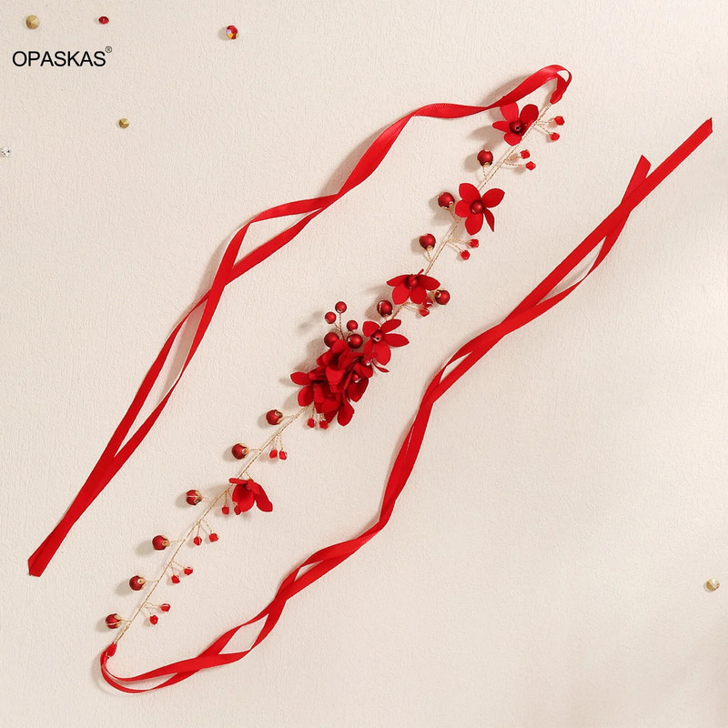 Punased lillelised juuksepaelad pruudi tiaarad naiste lillepärlitest peapael lummuspärlitega juukserõngad pulmajuukseaksessuaarid ehted peokroonid