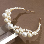 Retro Pärl Juukserõngas Pruudi TIaras Peakate Kuldsulamist Juuksepael Euroopa stiilis Pulmajuuksed Aksessuaarid Abielupea Ehted