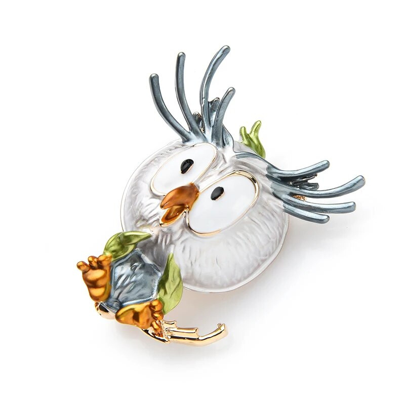 Wuli&baby Lovely Owl 3-värviline emailiga linnuprossid naistele sulam pruun hall roosa lind loomade pidu vabaaja prossinõelad Kingitused