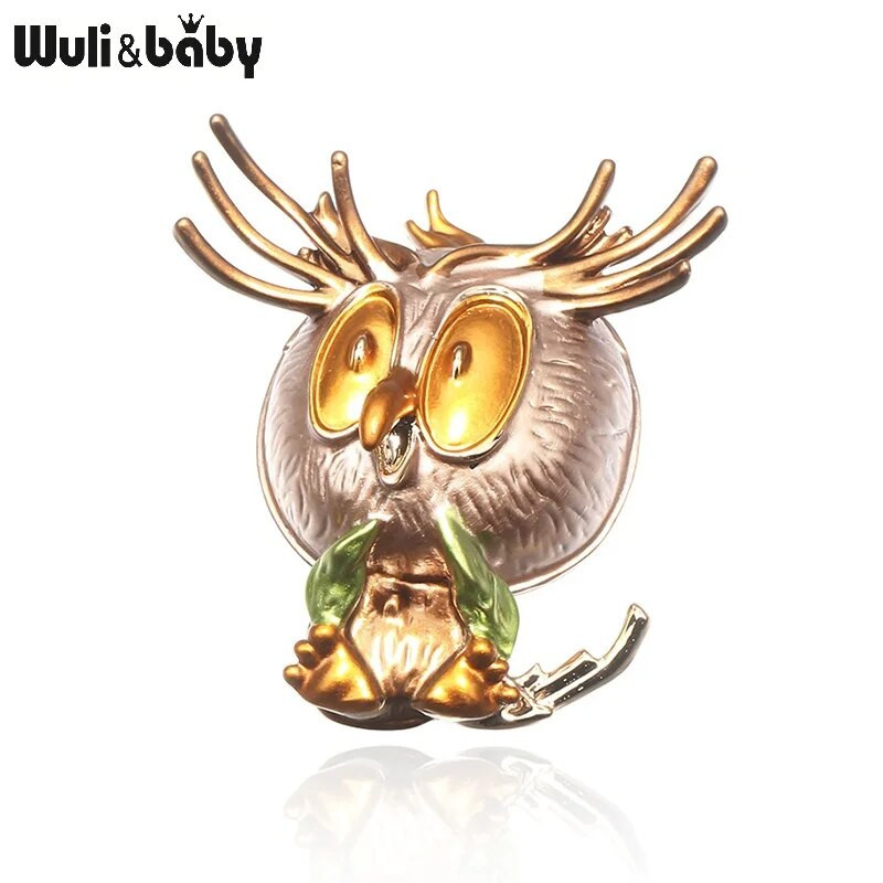 Wuli&baby Lovely Owl 3-värviline emailiga linnuprossid naistele sulam pruun hall roosa lind loomade pidu vabaaja prossinõelad Kingitused
