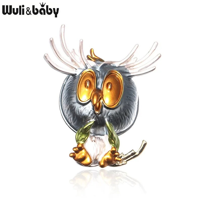 Wuli&baby Lovely Owl 3-värviline emailiga linnuprossid naistele sulam pruun hall roosa lind loomade pidu vabaaja prossinõelad Kingitused