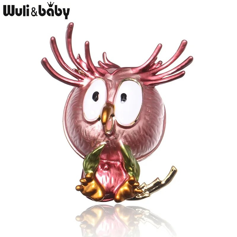 Wuli&baby Lovely Owl 3-värviline emailiga linnuprossid naistele sulam pruun hall roosa lind loomade pidu vabaaja prossinõelad Kingitused