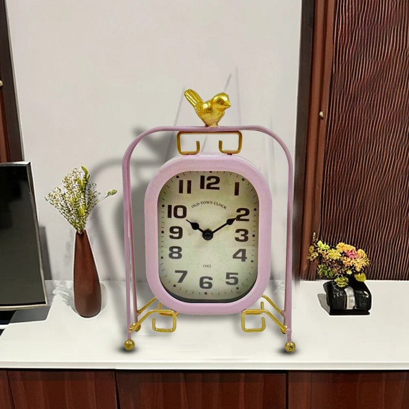 1 vintage metāla putnu galda pulkstenis, piemērots darbvirsmas dekorēšanai, dzimšanas dienas un Ziemassvētku dāvanām (baterijas nav iekļautas)